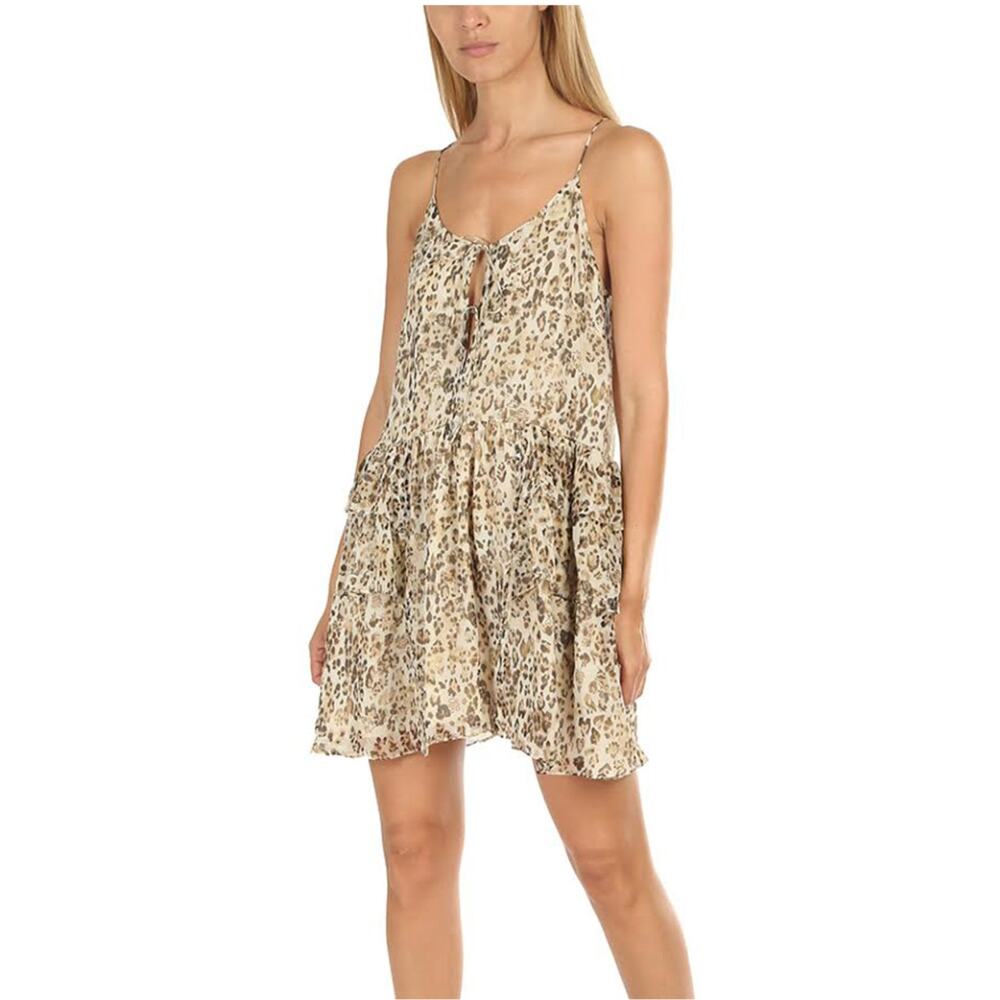 IRO Buzon Silk Short Strappy Dress in Cheetah Animal Print Size 38/ US 6
